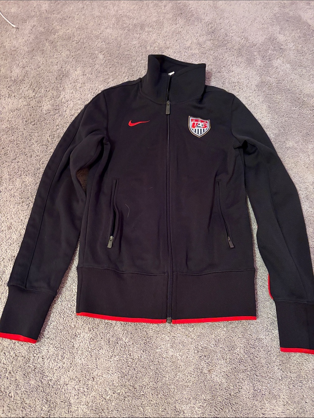Nike Women's US SOCCER Black Full-Zip Track Jacket with Red Accents